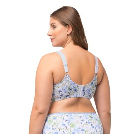 Ulla Popken Ladies Plus Size Plus Size Relief Bra, Butterflies, Wireless, Cup C-F 824202, Snow white