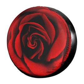 KiuLoam Vibrant Red Rose Flower Spare Tire Cover Polyester Universal Sunscreen Waterproof Wheel Covers for Trailer RV SUV Truck and Many Vehicles (17" for Diameter 31"-33")