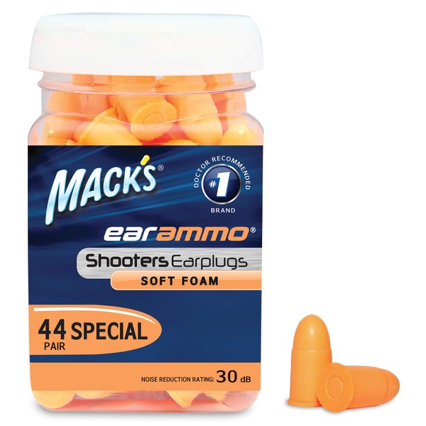 Mack's Ear Ammo Shooting Ear Plugs – Soft Foam, 44 Pair – Shooting Ear Protection for Hunting, Tactical, Target, Skeet and Trap Shooting