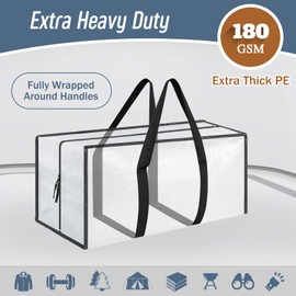 6 Pack Extra Heavy Duty Large Moving Bags with Strong Zipper & Comfortable Handles, Sturdy & Durable Clothes Storage Bags Totes Bins, Packing Moving Boxes for College Supplies, White