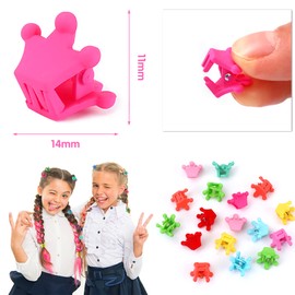 JANYUN 50 Pcs Colorful Mini Hair Claw Clips Clamps Accessories for Baby Toddler Girls Decorative Bun Thin Hair (Crown)