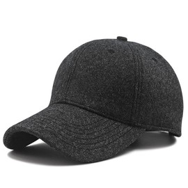 XXL 62-65cm Wool Baseball Cap Oversize Men Winter Warm Hat for A Big/Large Head, Dark Grey, X-Large-XX-Large