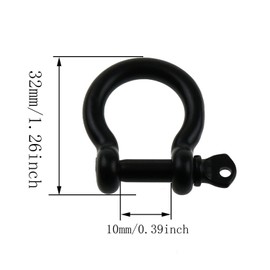 Bow Shackle ZZHXSM 4pcs Black 304 Stainless Steel Bow Anchor Shackle Outdoor Anchor Camp Buckle Accessory Bow Shape Load Clamp Screw Pin