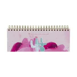 Rosa Tischkalender ohne Datum Alpaka & Kaktus. Hochwertiger, moderner Wochenkalender, Querkalender für 52 Wochen +1. 1 Woche 2 Seiten. Verwendbar als Kalender 2025