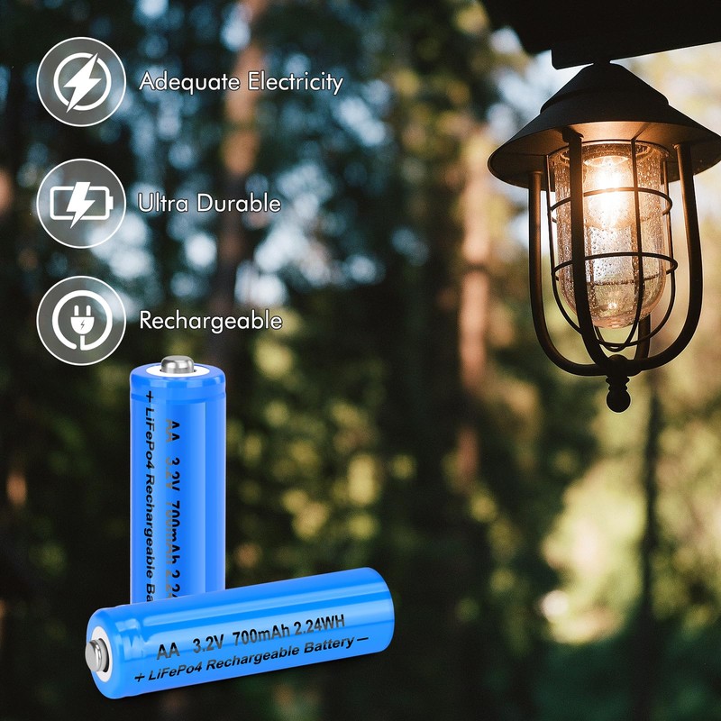 winbasic 3.2v AA LiFePo4 Rechargeable Solar Battery 700mAh Low Self-Discharge