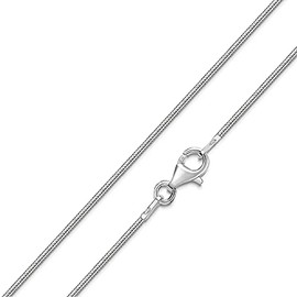 Materia #K33 Women's Snake Chain Necklace, 1.0 mm, 925 Silver Chain, Available in 11 Lengths, 40–120 cm, Sterling Silver, No Gemstone