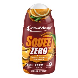 IronMaxx SqueeZero - Sciroppo Cola Arancia 65 ml, Esperienza di Gusto Rinfrescante per 8 Litri, Senza Zucchero e Senza Calorie in 100 ml di Bevanda Pronta da Mangiare