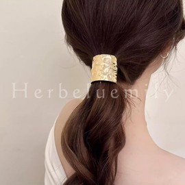 Herbeluemily Pony Hook Hair Ornament, Metal, Hair Tie, Hair Cuff, Barrette, Hair Clip, Hair Clasp, Gold
