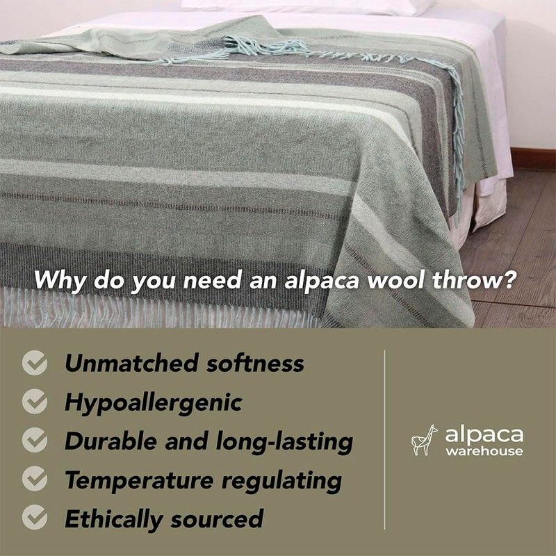 Alpaca Wool Blanket Throw Cherokee Design for Bed Couch Sofa