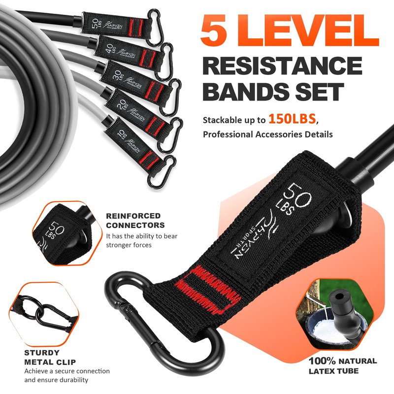 HPYGN Resistance Band, Exercise Bands with Handles, Workout Bands, Fitness