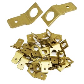 25 Pcs Quick Disconnect Connectors 1/4" Male Tab Non Insulated Solderless Disconnect Adapters, 10 Stud Brass Copper Wire Connectors Ring Crimp Electrical Supply Male Spade Connector