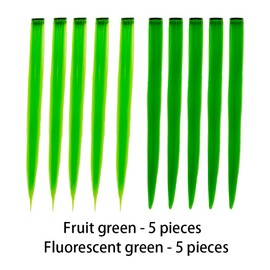 22 inch Colored Hair Extensions Straight Hairpiece,Multi-colors Clip in Hair Extensions Party Highlights, Hairpieces Hair Accessories for Girls Women Kids Gift (Apple Green/Forest Green)