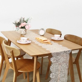 LuoluoHouse Lace Table Runners Farmhouse Chic Runner 14x120 Inch Rustic Wedding Ivory Lace Fabric for Baby Shower Boho Wedding Decorations Tea Party Decor