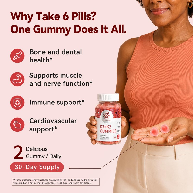 iMATCHME Vitamin D3 K2 Gummies for Adults, 10000 IU Vitamin
