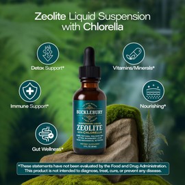 BUCKLEBURY Zeolite Liquid Suspension w/Chlorella - Detox Support, Immune System and Digestive Tract Health Support for Kids and Adults (60 Servings)