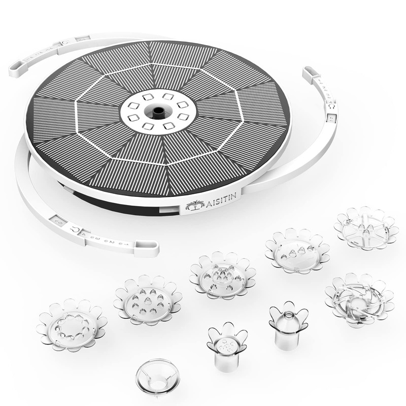 AISITIN 3.5W Solar Fountain with Lights & 1500mAh Battery Backup
