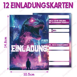 BOYATONG 12 Dinosaur Invitation Cards Children's Birthday Party Cool Dinosaur Invitation Children's Birthday Party for Boys and Girls, Party Invitations Birthday Invitations Children's Birthday Party