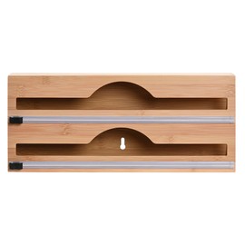 Space Home - Foil and Cling Film Dispenser with Cutter - Kitchen Wrap Organiser for Wall - Tin Foil and Clingfilm Holder - Aluminium Roll Dispenser for Kitchen Storage - Roll Holder for Film