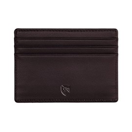 ALLEN & MATE Leather Card Holder Slim Wallet, RFID Blocking Minimalist Wallet Credit Card Holder, Holds Cards and Bank Notes (Brown Minimalist Edition)