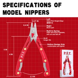 P.I.T. Model Nipper, Stainless Steel Gundam Model Tools to Repair and Fix Plastic Models, 5 Inch Ultimate Thin Single Blade Nipper, Model Kit Sharp Cutters for Gunpla Model Building