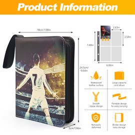 Ronronner 50 Pages Football Cards Scrapbook Scrapbook Football Cards Football Scrapbook Trading Cards Album Football Scrapbook for Football Cards Album, Handle Loop 400 Pockets (B)