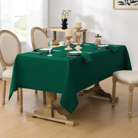 Softalker Christmas Rectangle Weaved Texture Pattern Tablecloth,Winter Jacquard Waterproof Wipeable Stain Resistant Wrinkle Free Table Cloth for Xmas Party Dinner - 52 x 70 Inch,Green