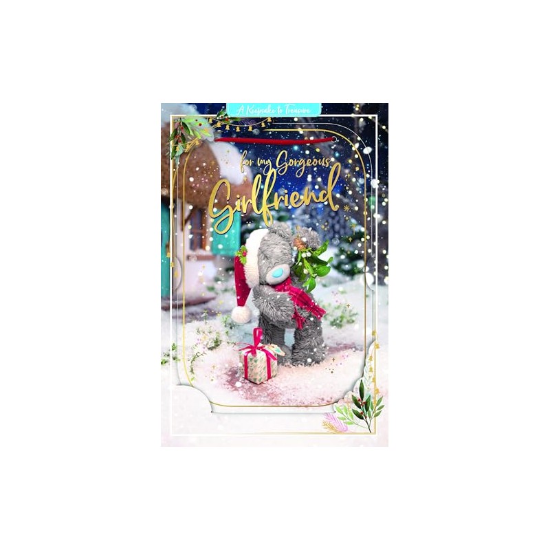 Me To You Bear 3D Holographic Gorgeous Girlfriend Christmas Card