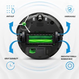Rubber Wheel Replacement Parts Compatible with Iro-bot Room-ba Series 500 600 700 800 900 E5 I7 I7+ S9 S9+, Central Wheel with Non-Lip Rubber Tyres and Cleaning Brush Poweka