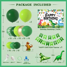 Dinosaur Birthday Banner Decorations Set 118 pcs Dinosaurs Balloons Arch Garland Kit for Dino Themed Kid's Birthday Party Backdrop Jungle Outdoor Gathering Photography Decorative Supplies
