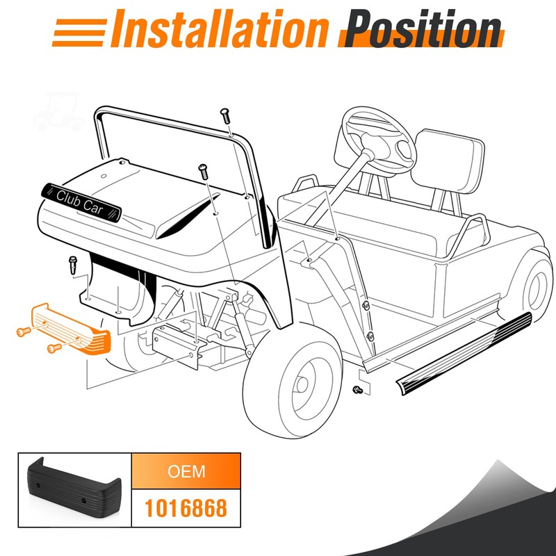 GODCTSUP Club Car Front Bumper with Bolts, Fits Club Car