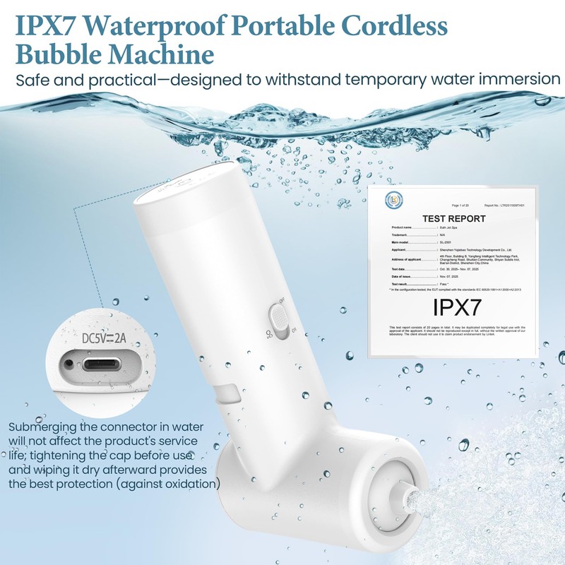 Bath Jets for Tub, Cordless IPX7 Mute Rechargeable Bath Jet