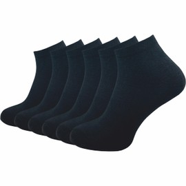 GAWILO Women's Quarter Socks (6 Pairs) | Breathable & Reinforced Short Socks | No Pressing Seam Over the Toes, black