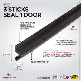 M-D Building Products 91891 84 in. Brown Premium Rubber Platinum™ Top and Sides Door Seal for Doors with Kerf/Channel