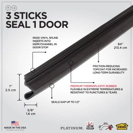 M-D Building Products 91891 84 in. Brown Premium Rubber Platinum™ Top and Sides Door Seal for Doors with Kerf/Channel