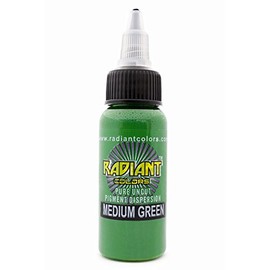 Radiant Colors Tattoo Ink Professional Tattooing Inks Fluid Vegan Pigments 1/2 oz Half Ounce Medium Green