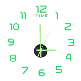 ZITUZY 3D DIY Wall Clock, Wall Clock, Roman Numerals Gluing, DIY Mute Clock Wall Sticker, 40 cm Diameter, Acrylic Decorative Wall Clock for Living Room, Bedroom, Kitchen, Office (Luminous-A023)