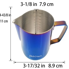 Milk Frothing Pitcher 20oz Cup - Stainless Steel Milk Frother Pitcher Espresso Accessories Latte Art Coffee Steam Pitcher 20 Oz Blue 600ml