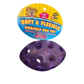 Vo-Toys Xpet Rubber Football Dog Toy 5" Purple Soft Flexible Stretchy Bouncy Floating