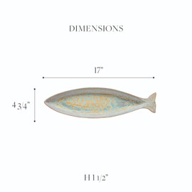 Casafina Ceramic Stoneware 17" Cavala (Mackarel) Platter - Dori Collection, Nacar | Microwave Safe Dinnerware | Food Safe Glazing | Restaurant Quality Serveware