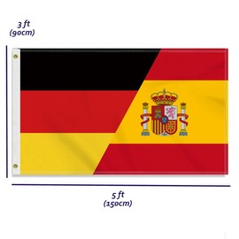 Large 90 x 150 cm Germany Spain Flag, Large 150D German, Spanish Friendship Banner, Durable Germany Flag, Doube Side Print, Decor, Brass Eyelets, Large Spain