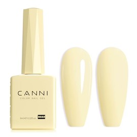 Esmalte para uñas de gel CANNI color amarillo pastel, 1 pieza de 0.5 onzas, amarillo pálido claro, color mantequilla neón, alto brillo, para quitar co