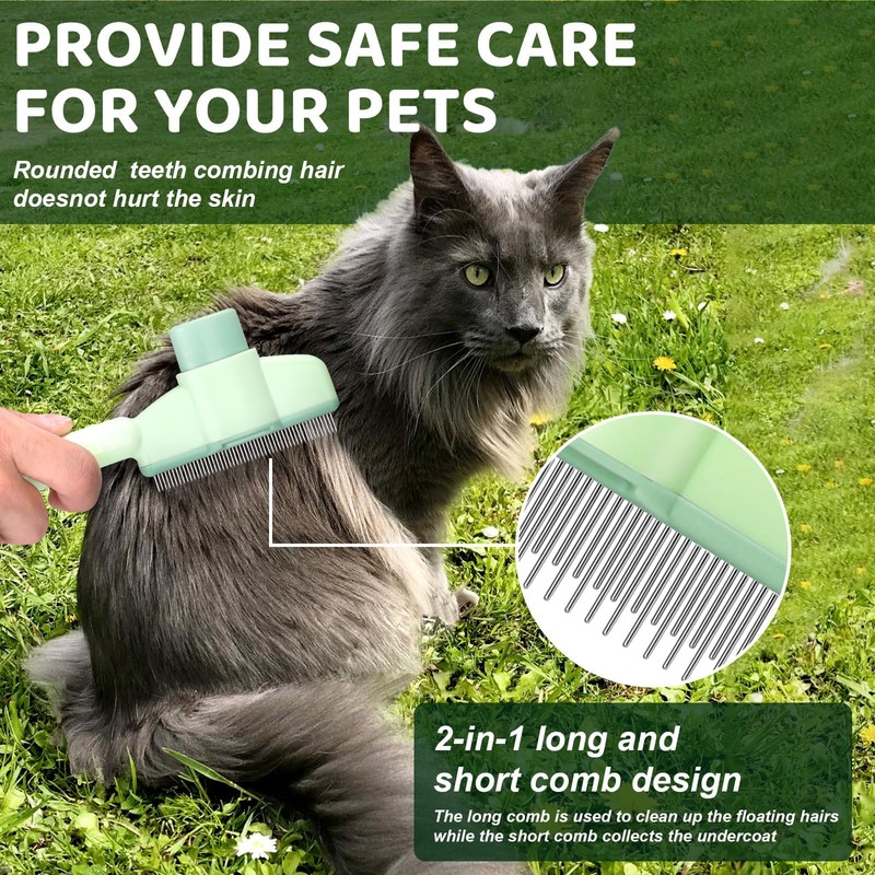 Cat Comb with Release Button, Cat Brush for Short or