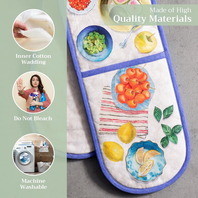 Maison d' Hermine Double Oven Mitts 100% Cotton 7"x35" Double