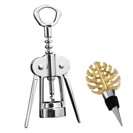 Jagney Premium Zinc Alloy Wing Corkscrew Wine Opener Set - Upgraded Cork Screw for Effortless Opening, Ergonomic Non-Slip Handle & Multifunctional Bottle Opener with Stopper