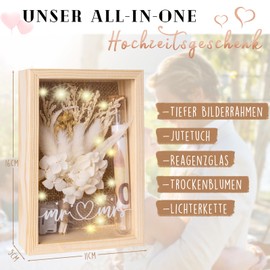 YYSWSAKY Money Gift Wedding Frame, 3D Picture Frame with Dried Flowers, Light and Test Tube, Wedding Gift Money Packaging, Wedding Gifts Ideas Money Frame for Newlyweds, Fresh Lovers