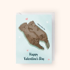 I Otterly Adore You - Otter Valentine's Day Card, White Envelope by Victorian Print