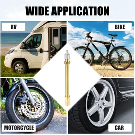 X AUTOHAUX 100mm/3.94" Long Brass Auto Tire Valve Extension Adaptor Air Tyre Stem Extender Inflation Stright Bore for Car Truck Motorcycle Bike Mower Scooter