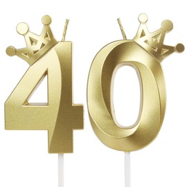 Crown Birthday Candle 40 Gold, 40 Candles for Birthday Cakes,Number 40 Crown Candle,40th Birthday Candles Sparkle Decoration for Birthday Party Wedding Anniversary Celebration Supplies