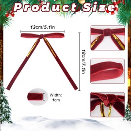 KEYIDO 36 Pcs Red Velvet Bows for Christmas Tree Burgundy Bows Velvet Ribbon for Xmas Tree Decorations with Twist Ties Home Indoor Outdoor Décor