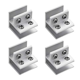 4 Pack Aerometal Glass Clamp, Adjustable Wood/Glass Shelf Bracket, Holder Bracket Clamp, Cabinet Cupboard for Glass 9-12mm Thickness, 90 Degrees